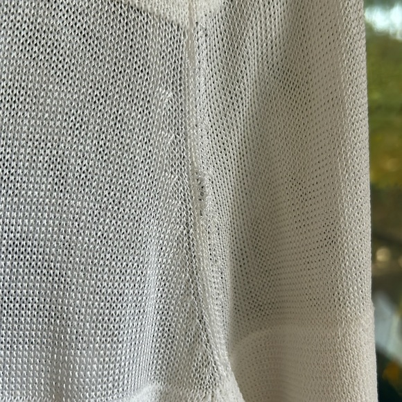 Michael Kors White Sheer Stripe Crew Neck Sweater | SZ medium - Picture 9 of 11